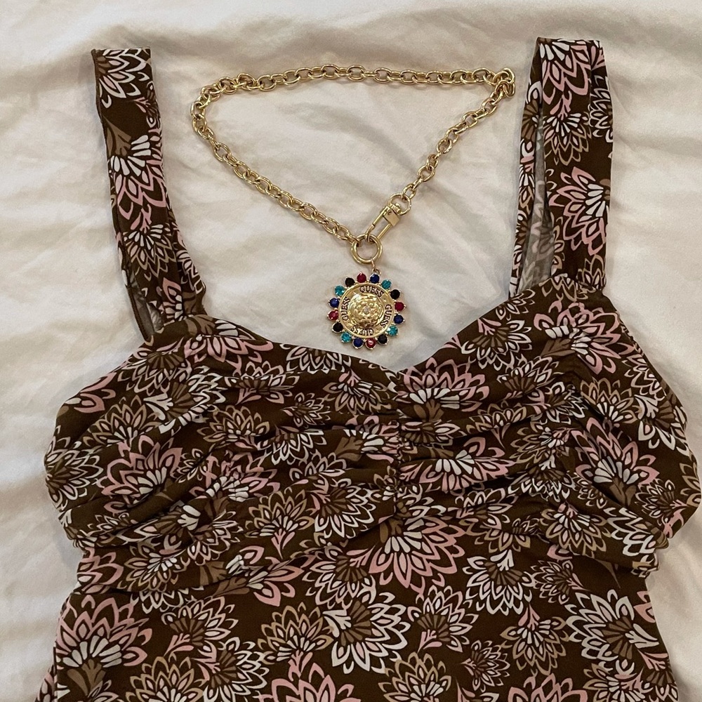 Floral babydoll handkerchief hem top S pink/brown - Picture 6 of 14